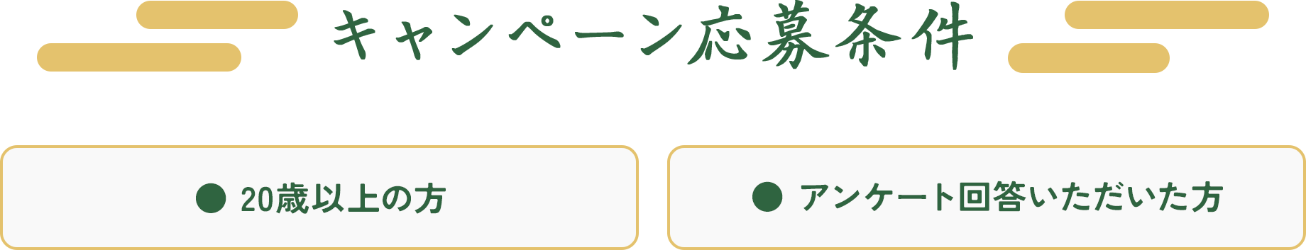 キャンペーン応募条件「20歳以上の方」「アンケート回答いただいた方」