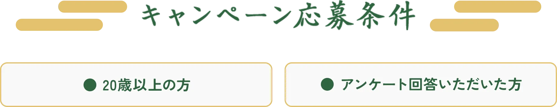 キャンペーン応募条件「20歳以上の方」「アンケート回答いただいた方」