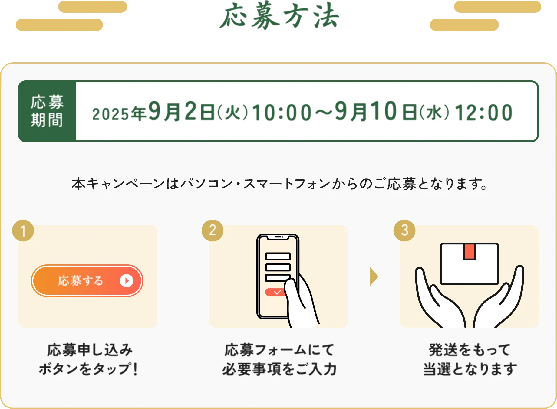キャンペーン応募方法「応募ボタン」から